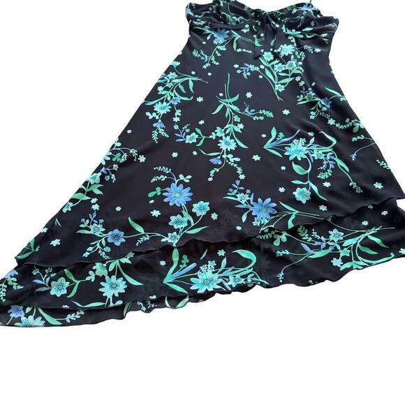 VTG Fashion Bug Floral Asymmetrical Dress Sz 10 12 Y2K 90s Vintage Fairy dainty - Picture 4 of 13